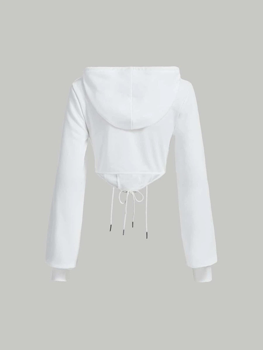 Trendy Corset hoodie with bishop sleeve