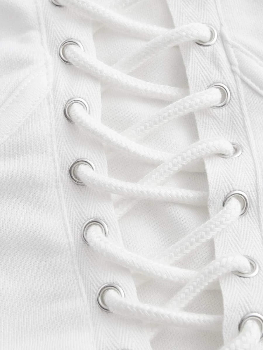 Trendy Corset hoodie with bishop sleeve