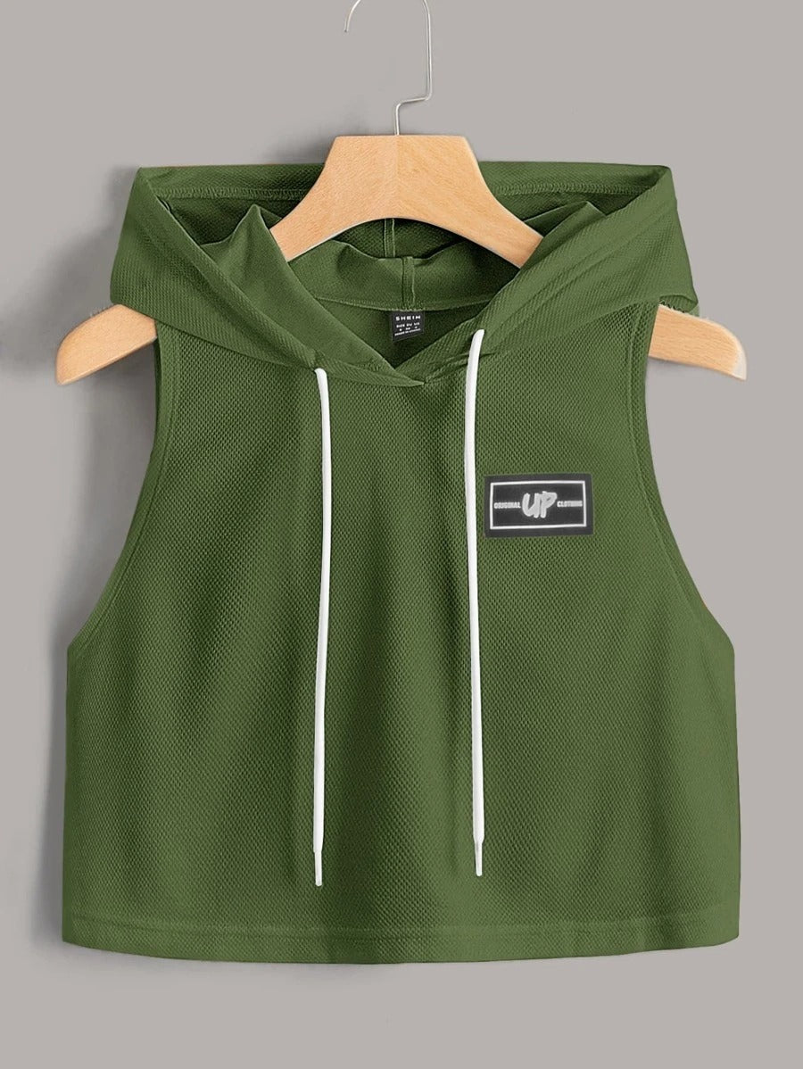 Printed Halter Neck Crop Summer Hoodie