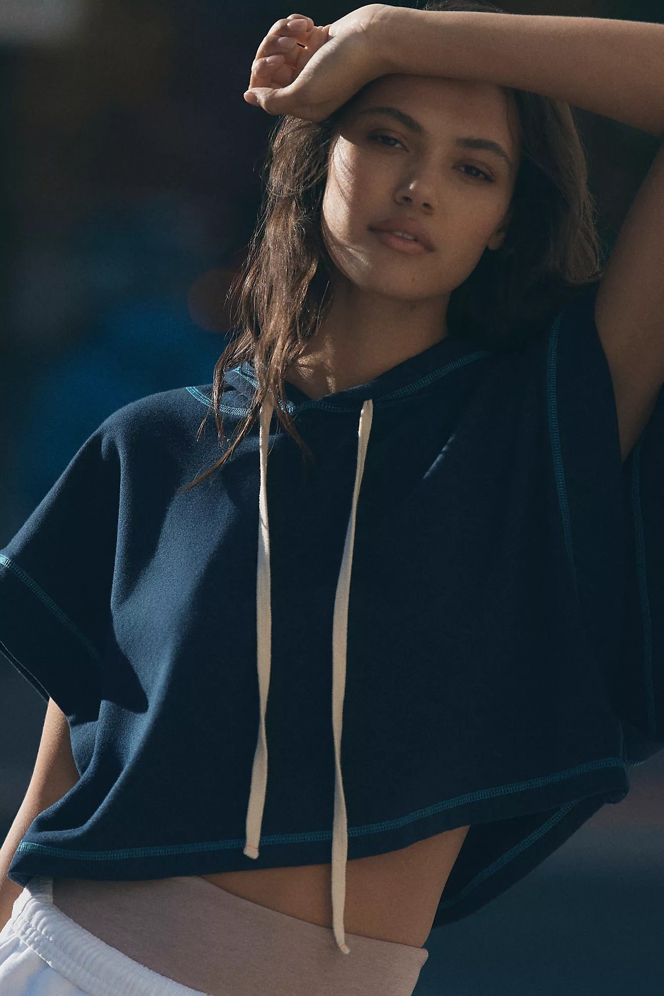Roadster crop Summer Hoodie with draw string