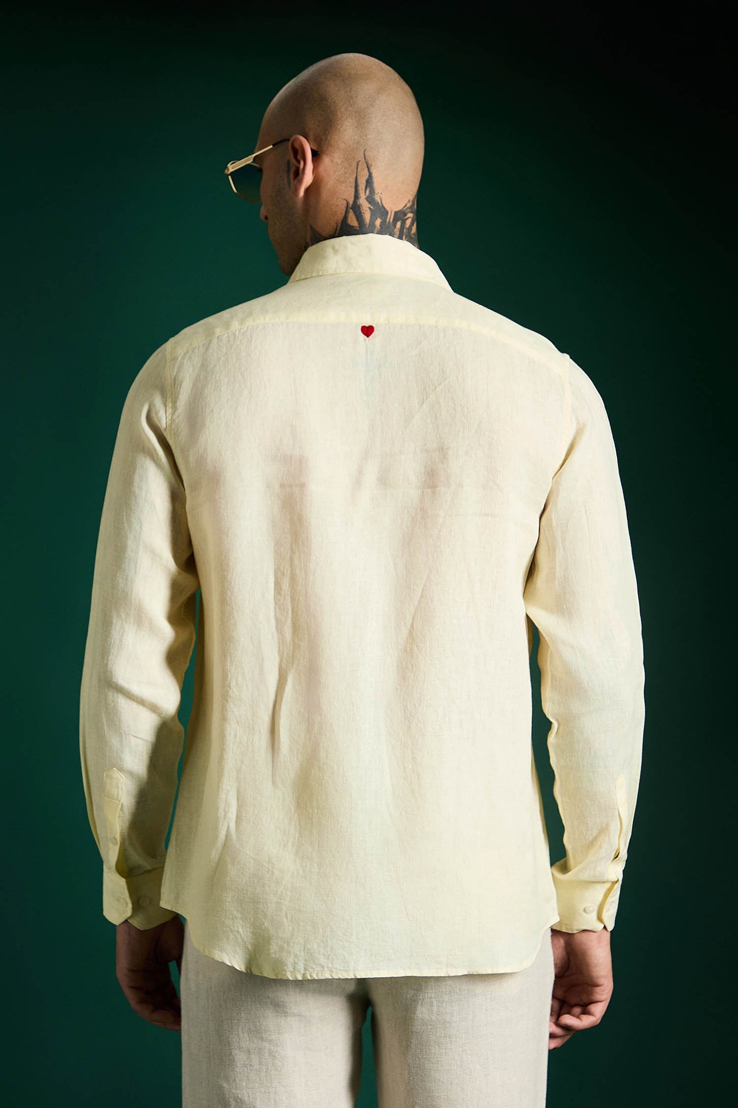 Heart Irish Linen Shirt - Mellow Yellow