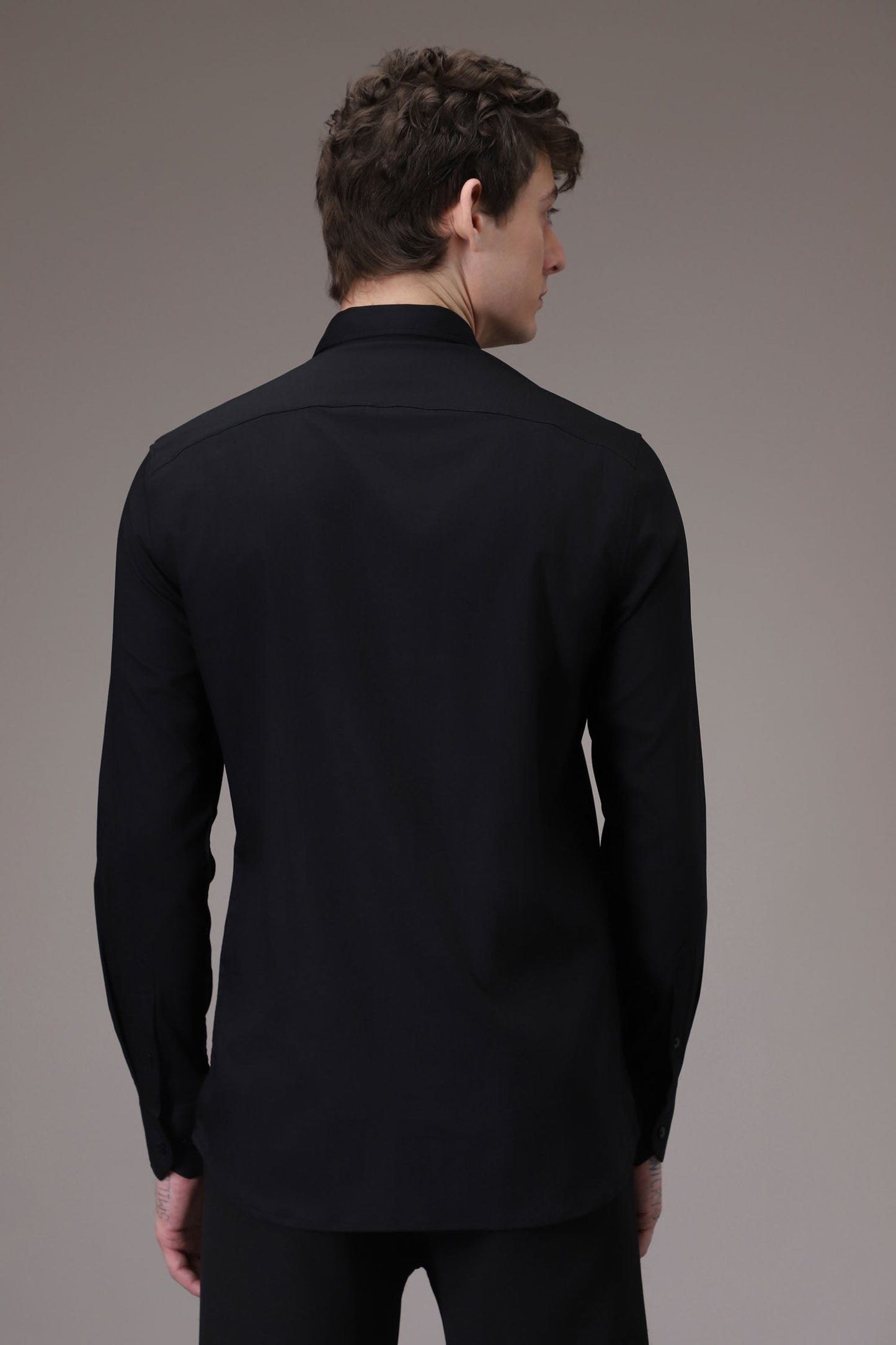 Circle hand embroidered designer shirt -Black
