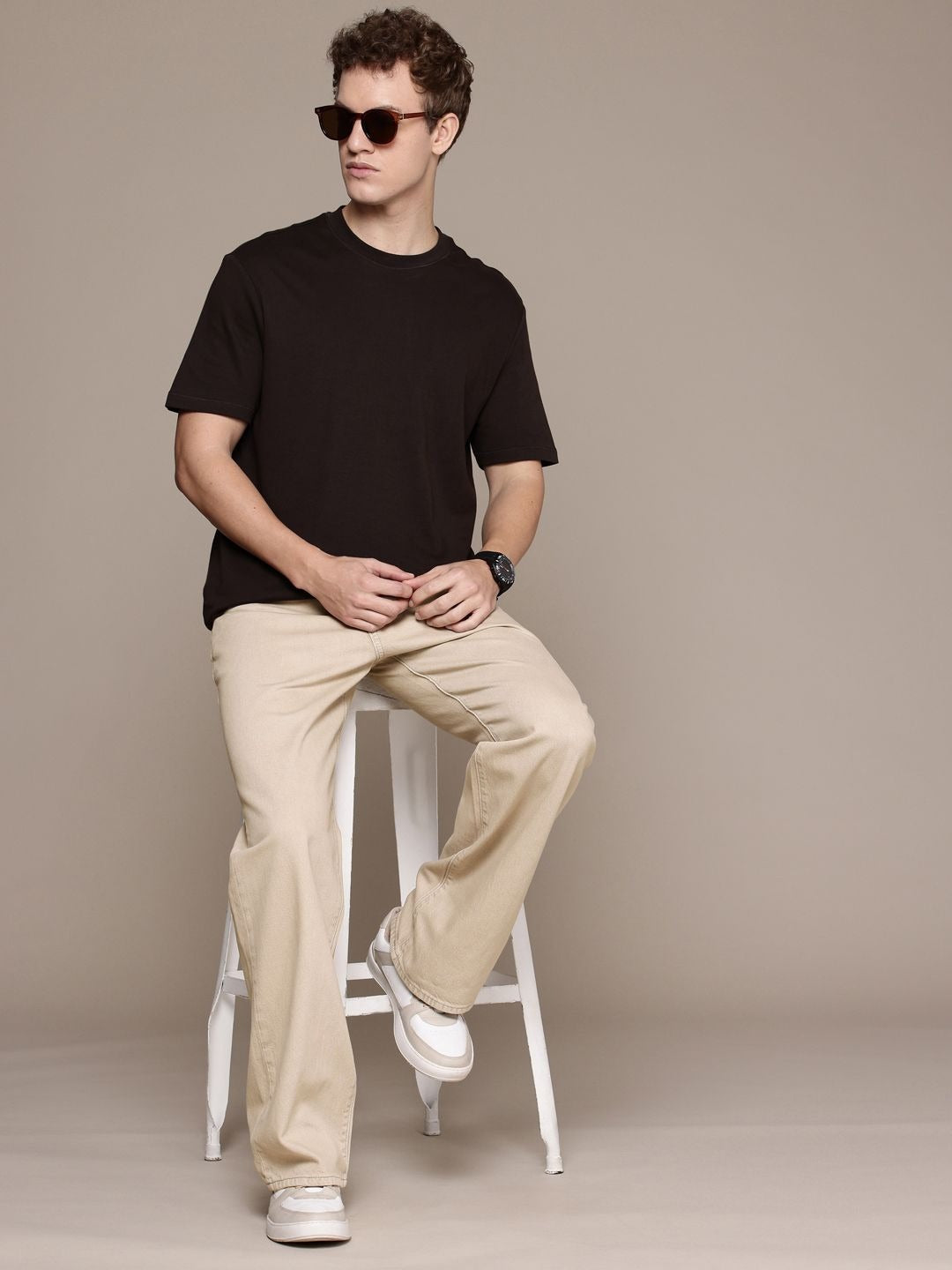 Loose fit Beige Trendy Pants
