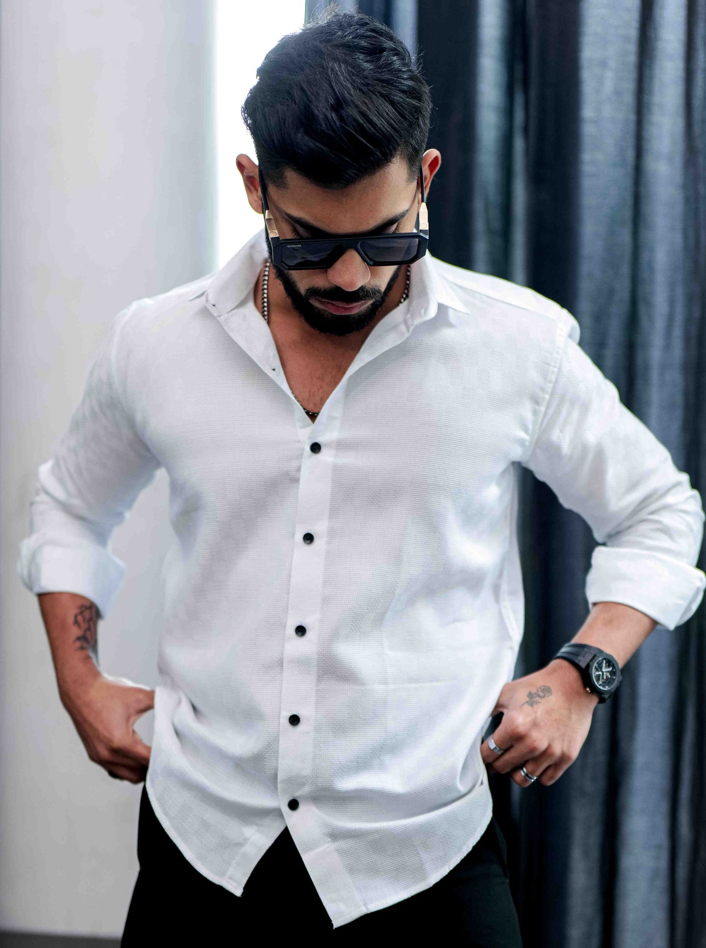 White Texture Premium Cotton Shirt