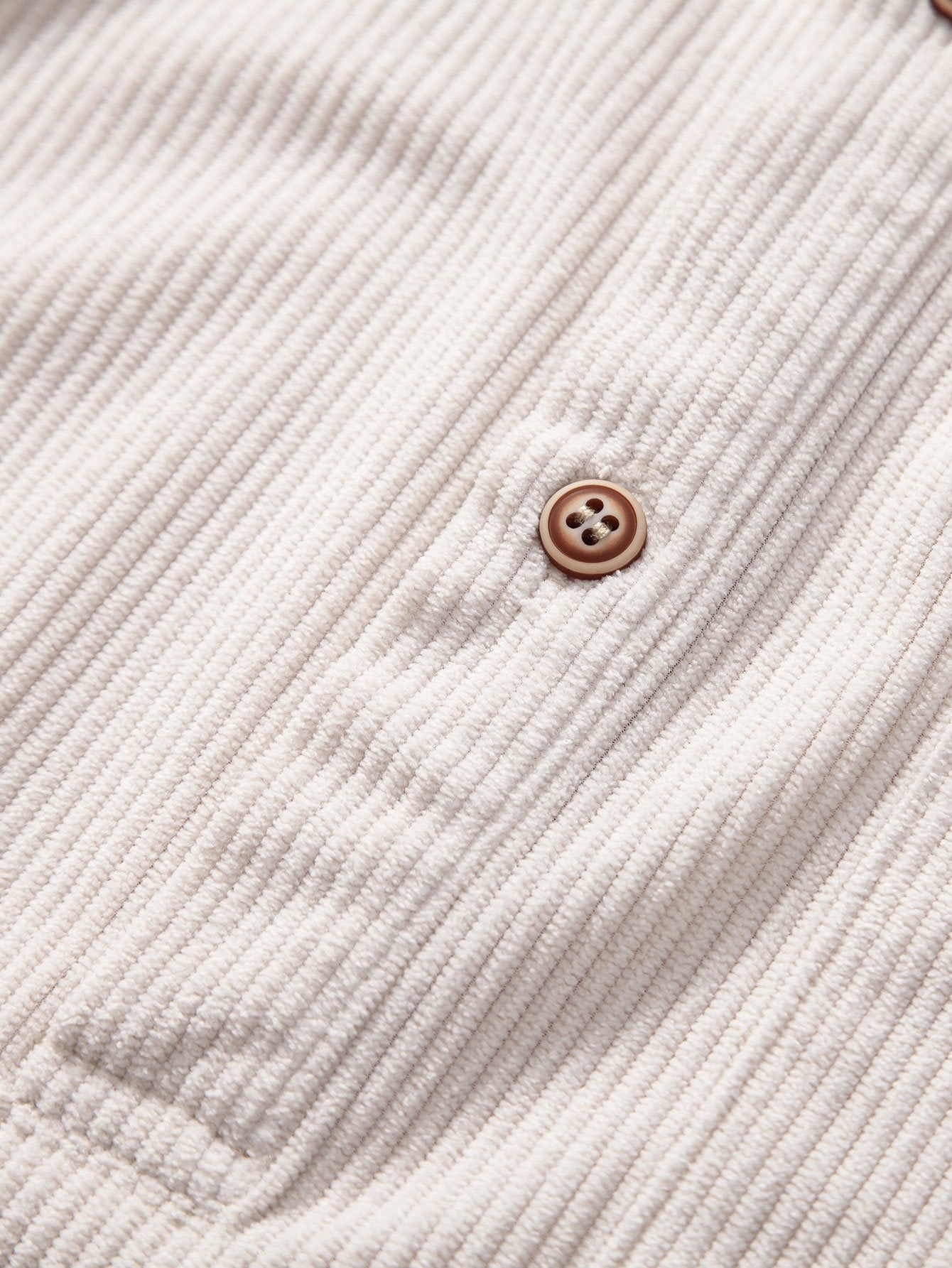 Long Sleeve Polo Neck Corduroy Shirt