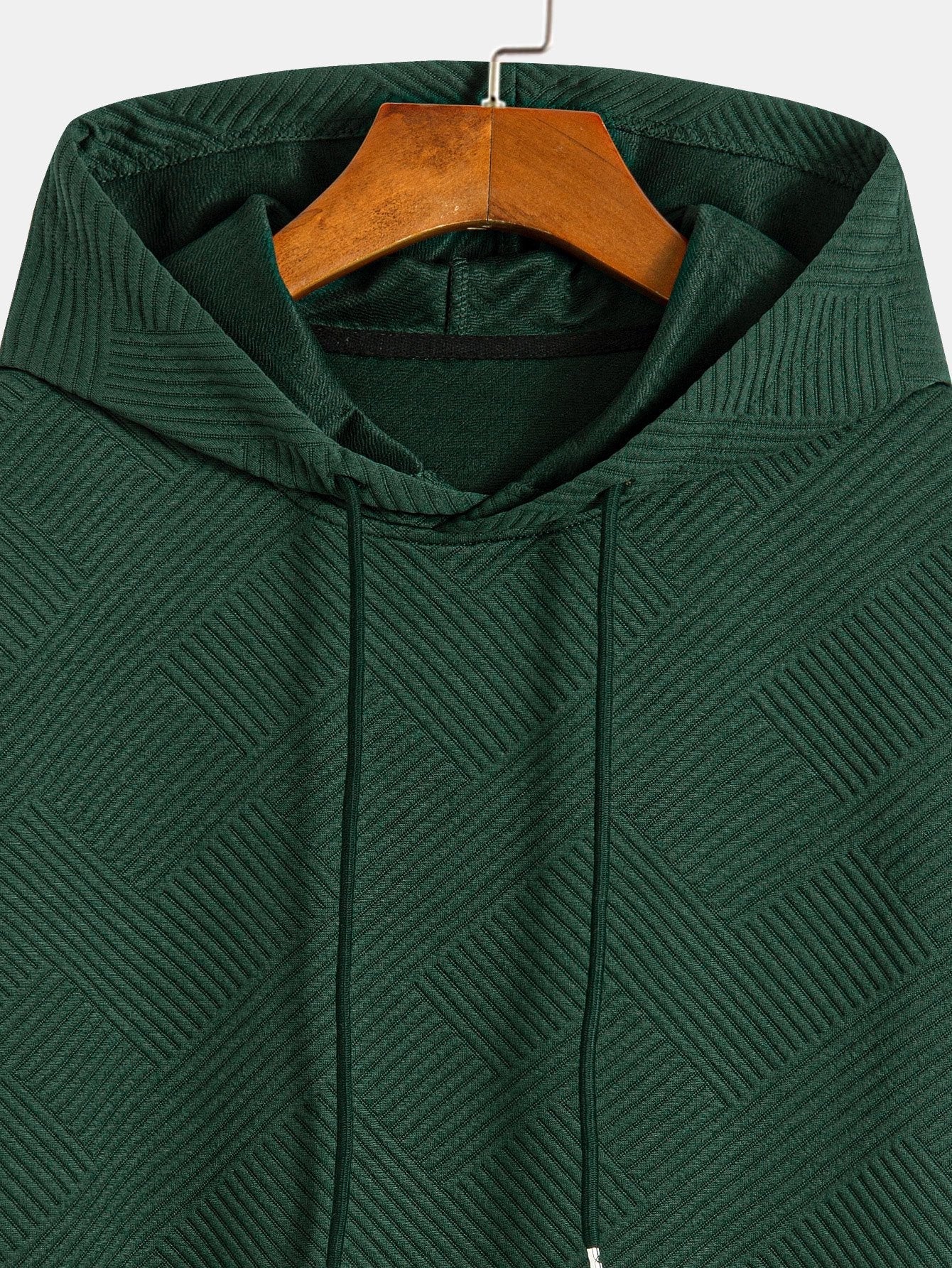 Striped Jacquard Hooded Arc Hem T-Shirt