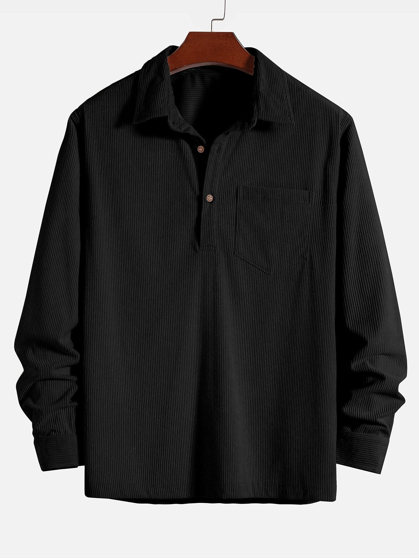 Long Sleeve Polo Neck Corduroy Shirt
