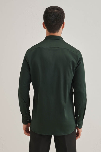 Birdie(Bird)- Hand Embroidered Designer Shirt- Bottle Green
