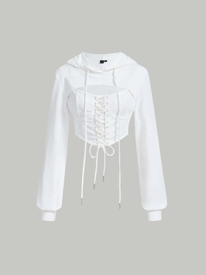 Trendy Corset hoodie with bishop sleeve