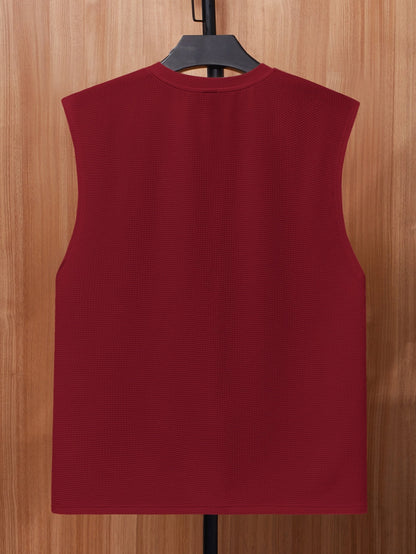 Men's Relaxed round neck tank top |Burgundy | summer essential|