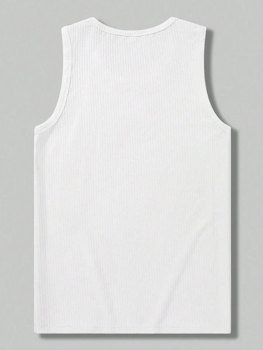 Men Solid Crew Neck Vest with structured hem