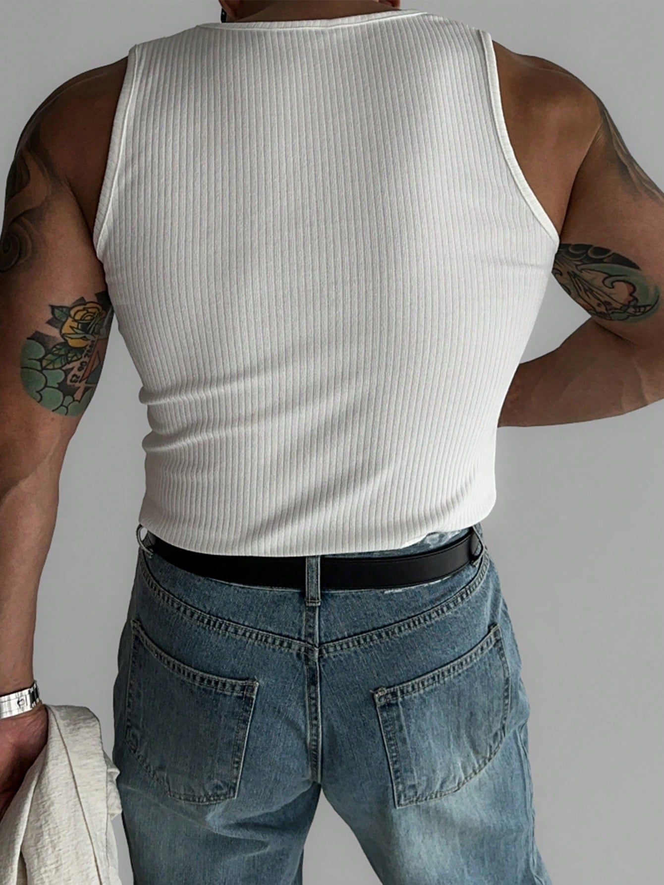 Men's body fit tank top with hem |summer essential| white |