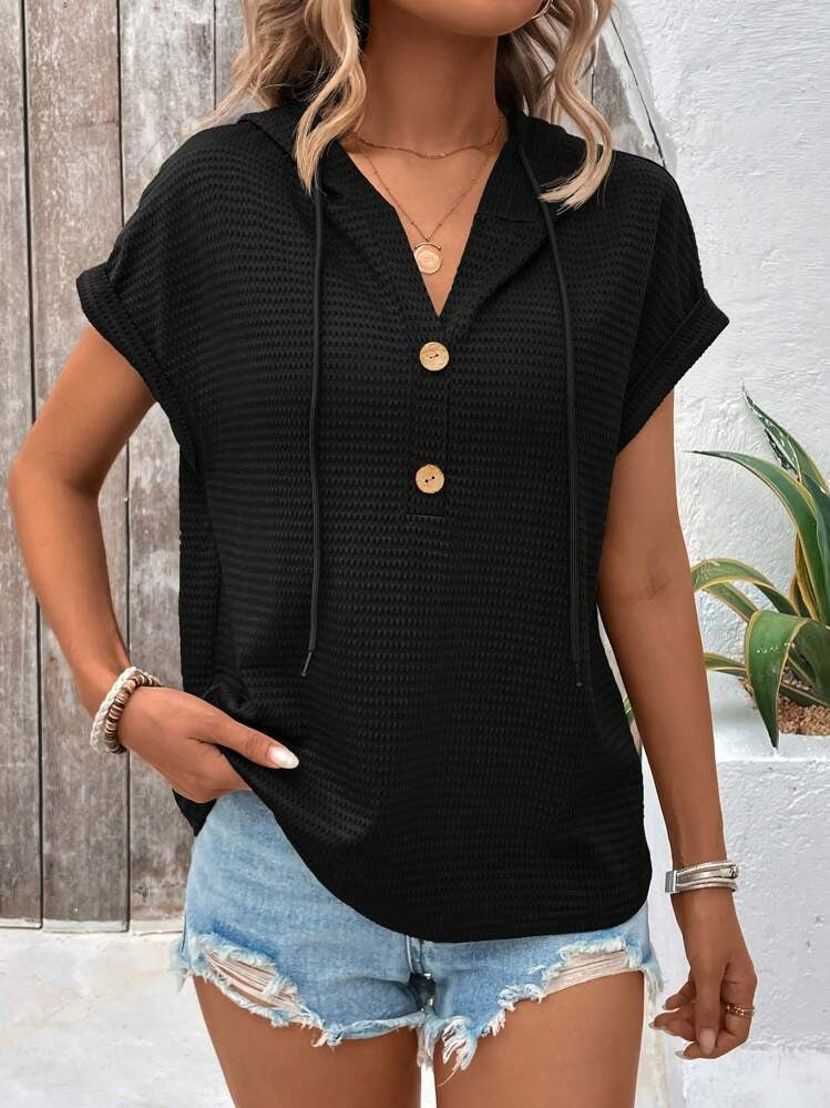 Chic buttoned summer hoodie