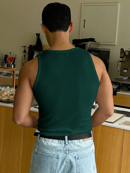 Versatile basic Men's tank top | Dark green|