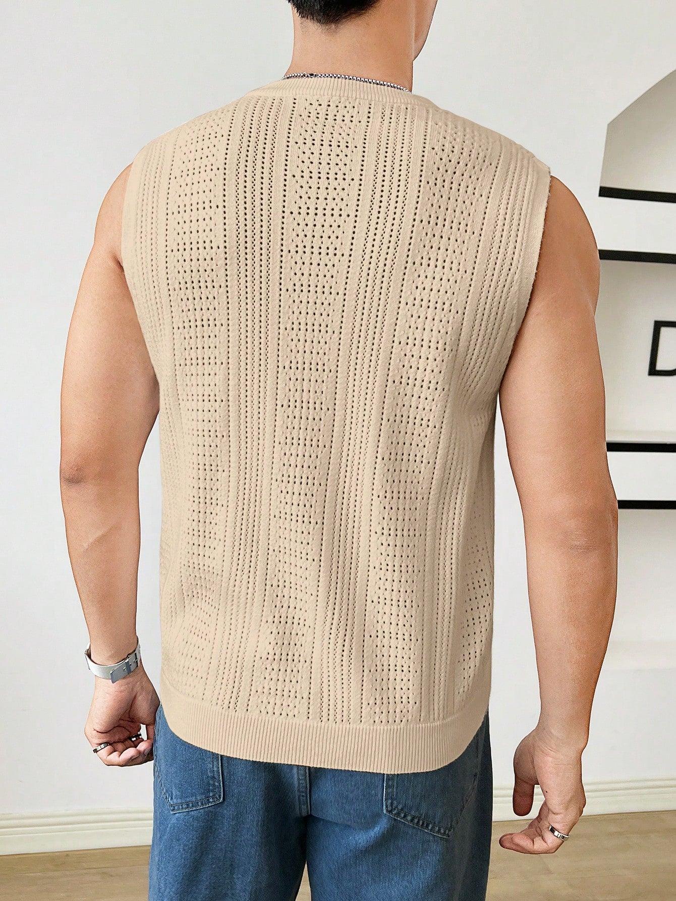 Trendy patterned men's tank top| Beige | premium quality |
