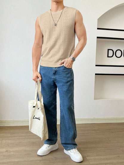 Trendy patterned men's tank top| Beige | premium quality |