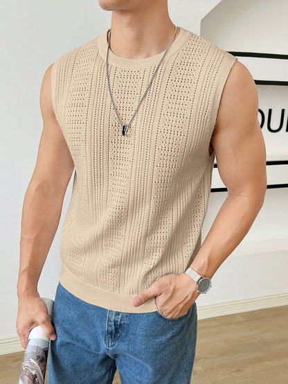 Trendy patterned men's tank top| Beige | premium quality |
