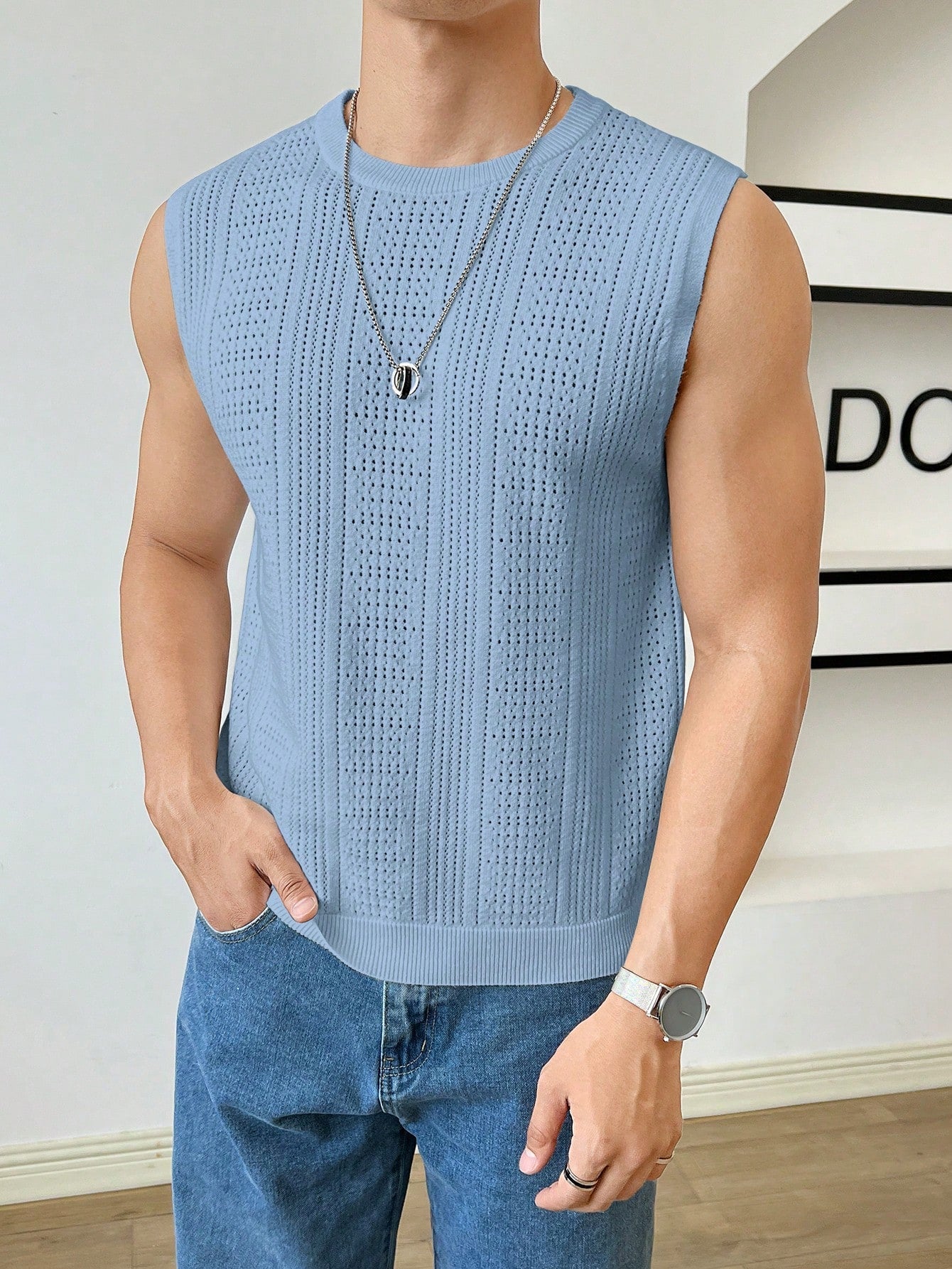 Trendy patterned men's tank top| Blue| premium quality |
