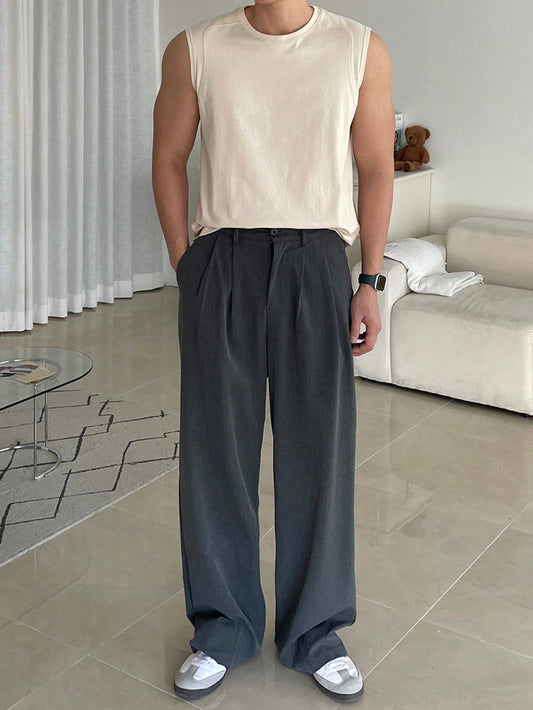 Men's White round neck relaxed tank top |summer essential|