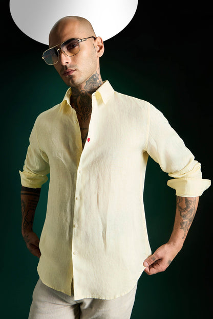 Heart Irish Linen Shirt - Mellow Yellow