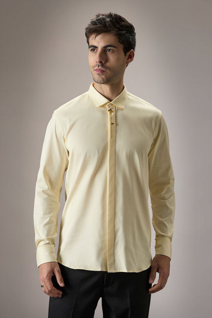 Floret- Hand Embroidered Designer Shirt - Ivory