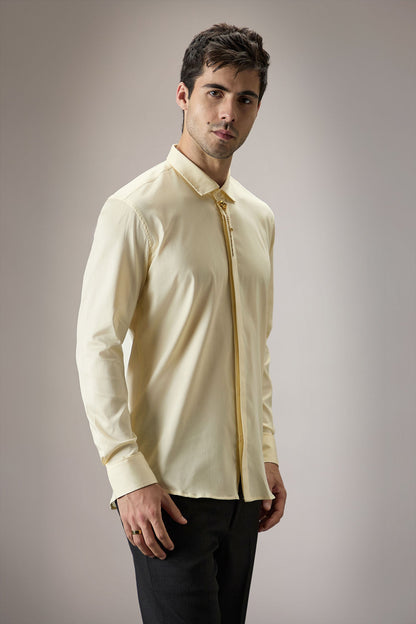 Floret- Hand Embroidered Designer Shirt - Ivory