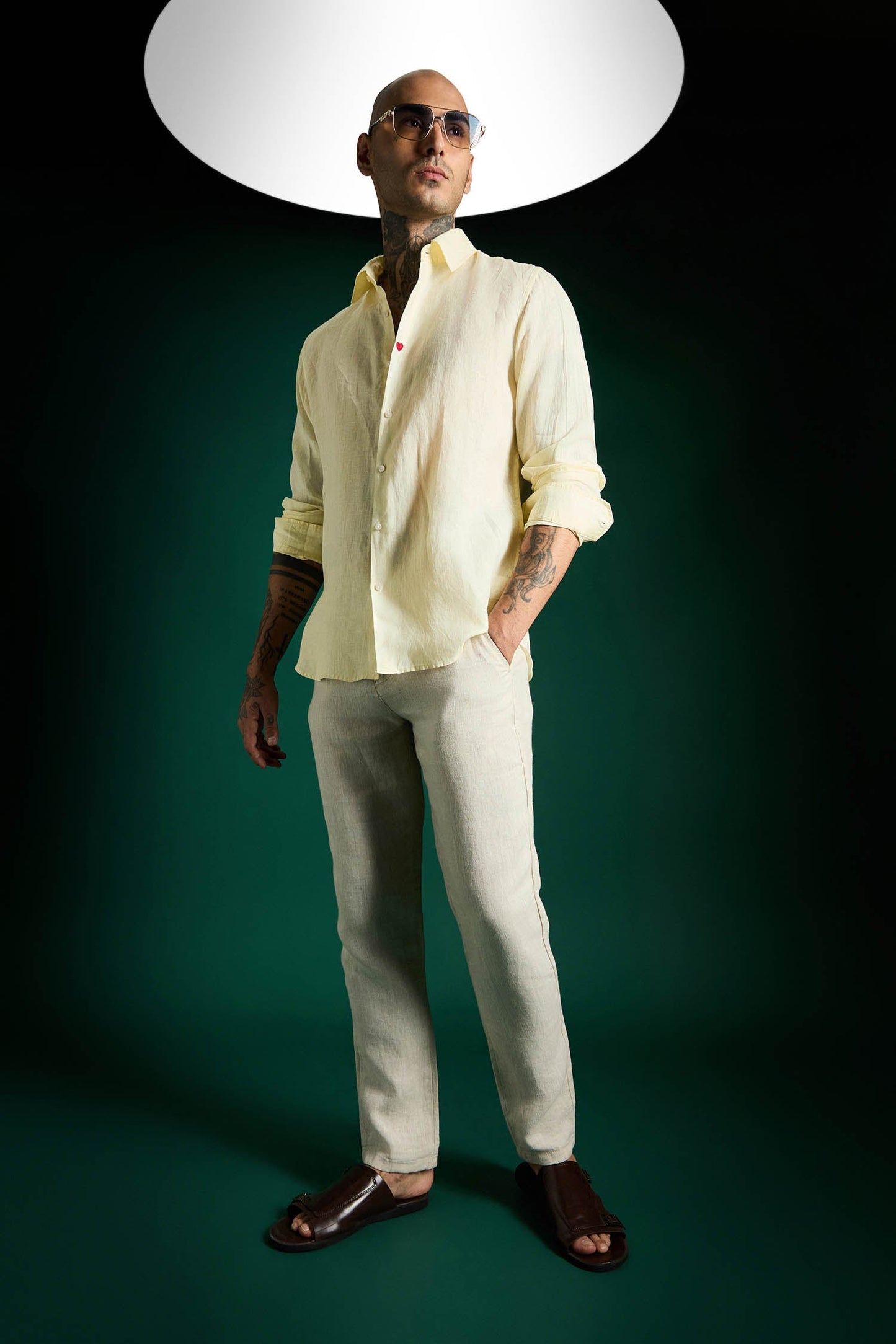 Heart Irish Linen Shirt - Mellow Yellow