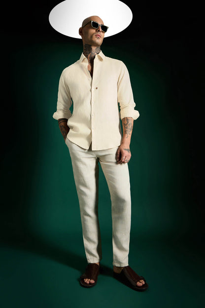 Spade Irish Linen Shirt - Ivory