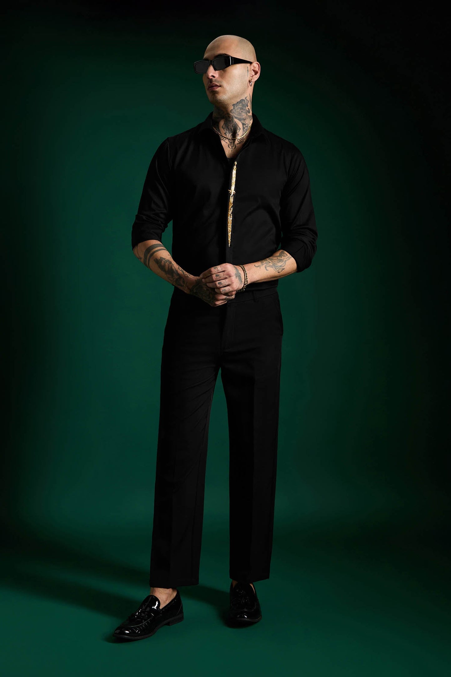 Soar Hand Embroidered Designer Shirt - Black