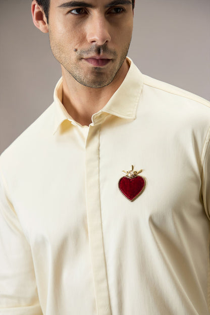 Cordelia - Hand Embroidered Designer Shirt - Ivory