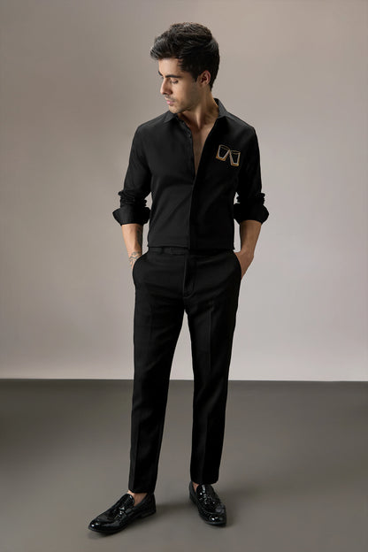 Buy Me Shots - Hand Embroidered Designer Shirt - Black