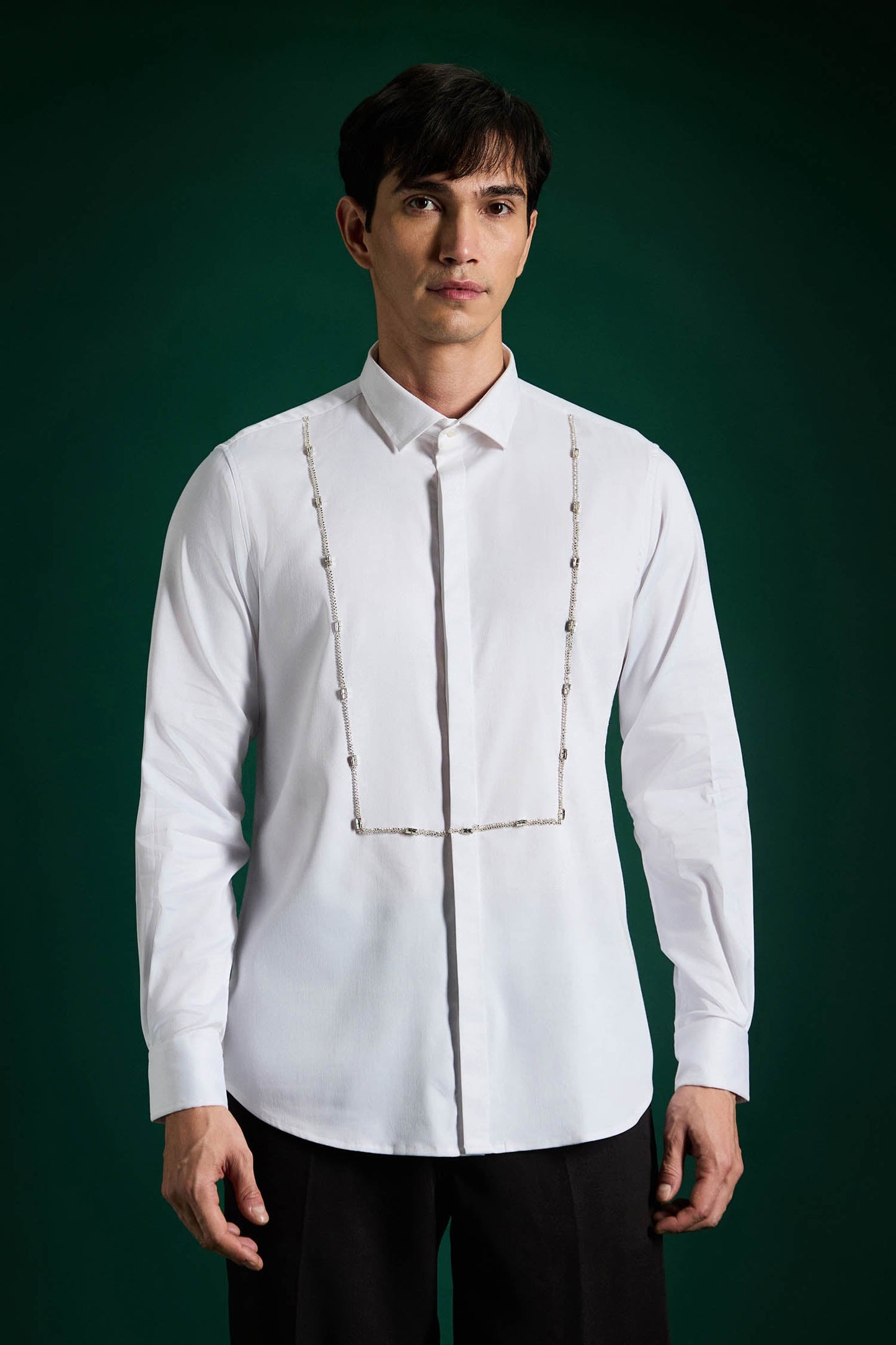 Forms- Hand Embroidered Designer Shirt - White