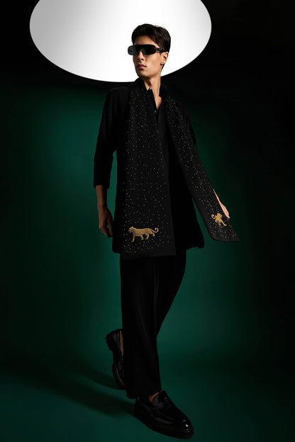 Bobcat - Hand Embroidered Designer Shawl