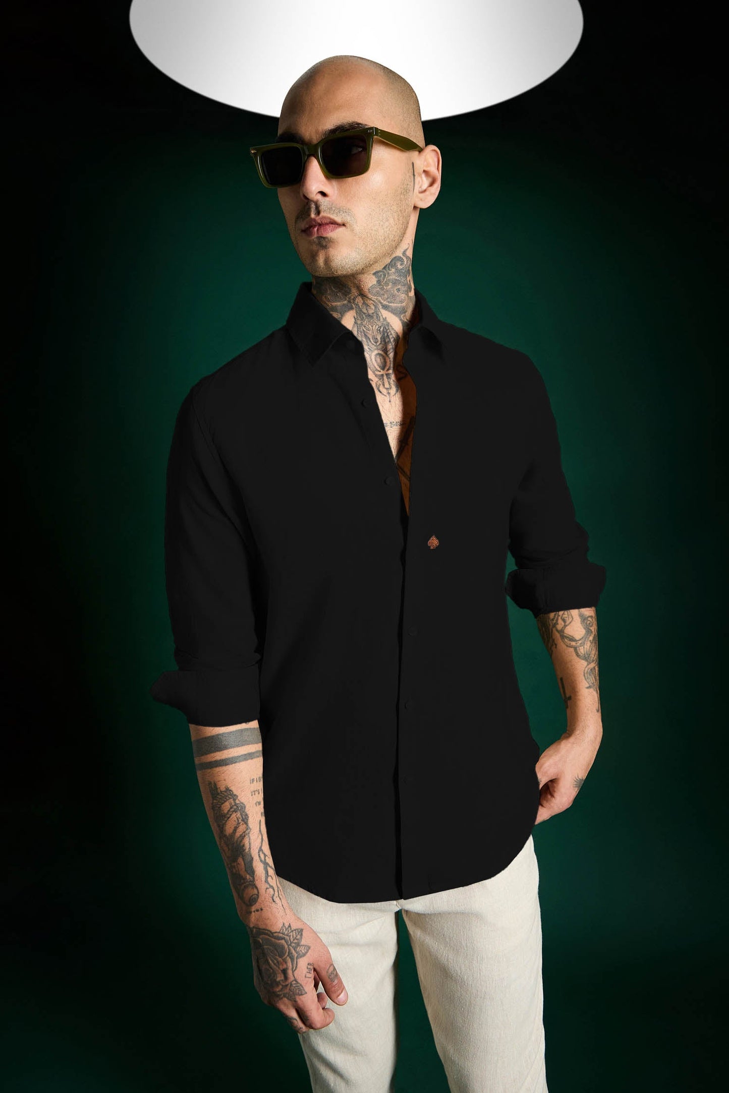 Spade Irish Linen Shirt - Black - Brown