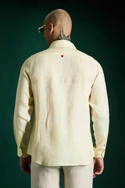 Heart Irish Linen Shirt - Mellow Yellow