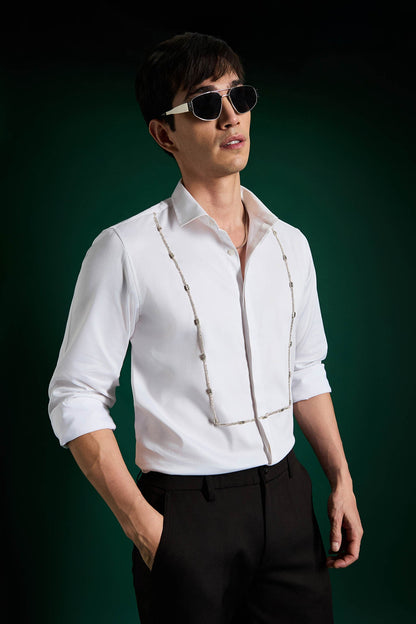 Forms- Hand Embroidered Designer Shirt - White