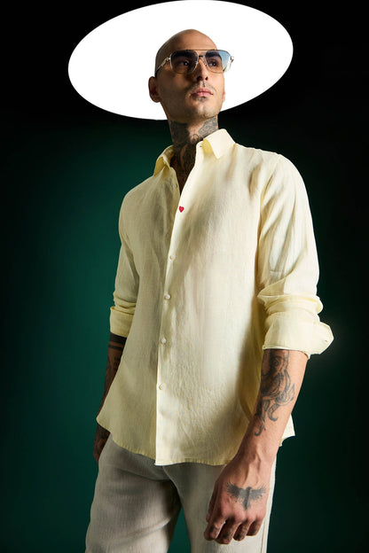 Heart Irish Linen Shirt - Mellow Yellow
