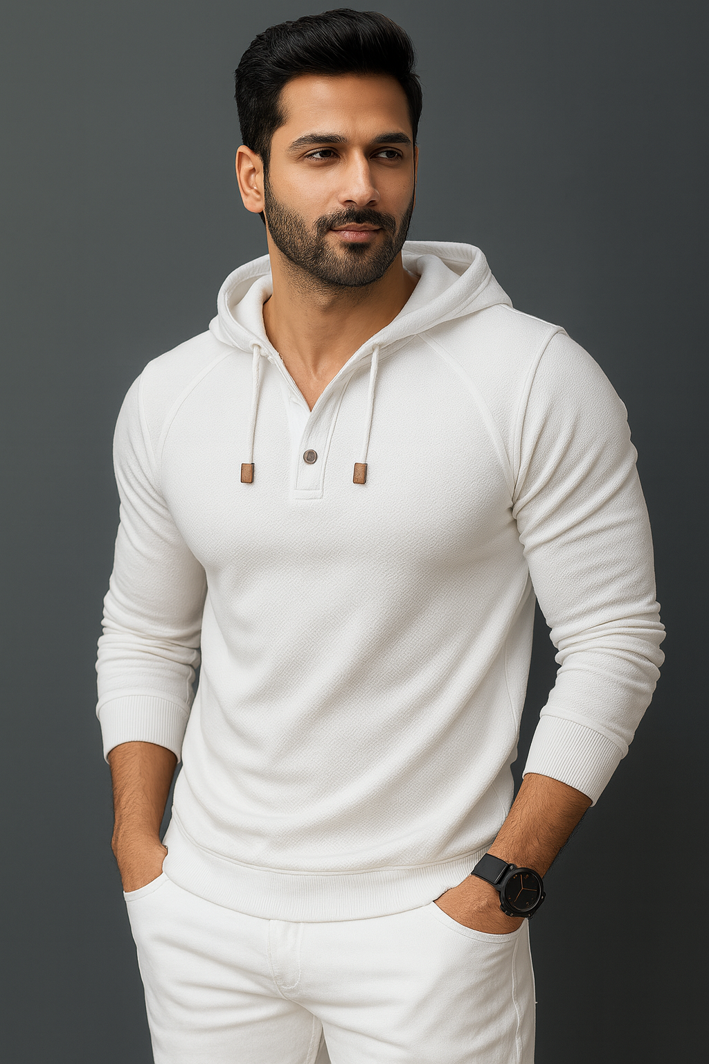 Premium White Hoodie T-shirt for Men(F/S)