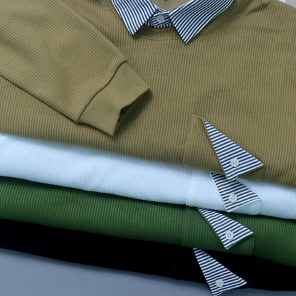 Olive Green Full Sleeves Lining Polo T-Shirt - Merinowear