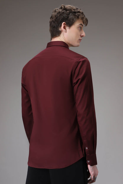Panther Pounce hand embroidered designer shirt - Wine