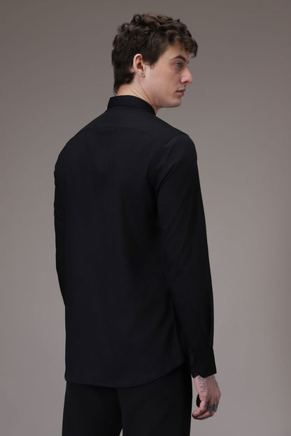 Circle  hand embroidered designer shirt -Black