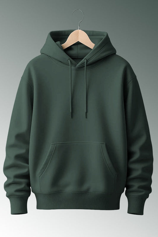 Men Bottle Green Hoodie for Winter |