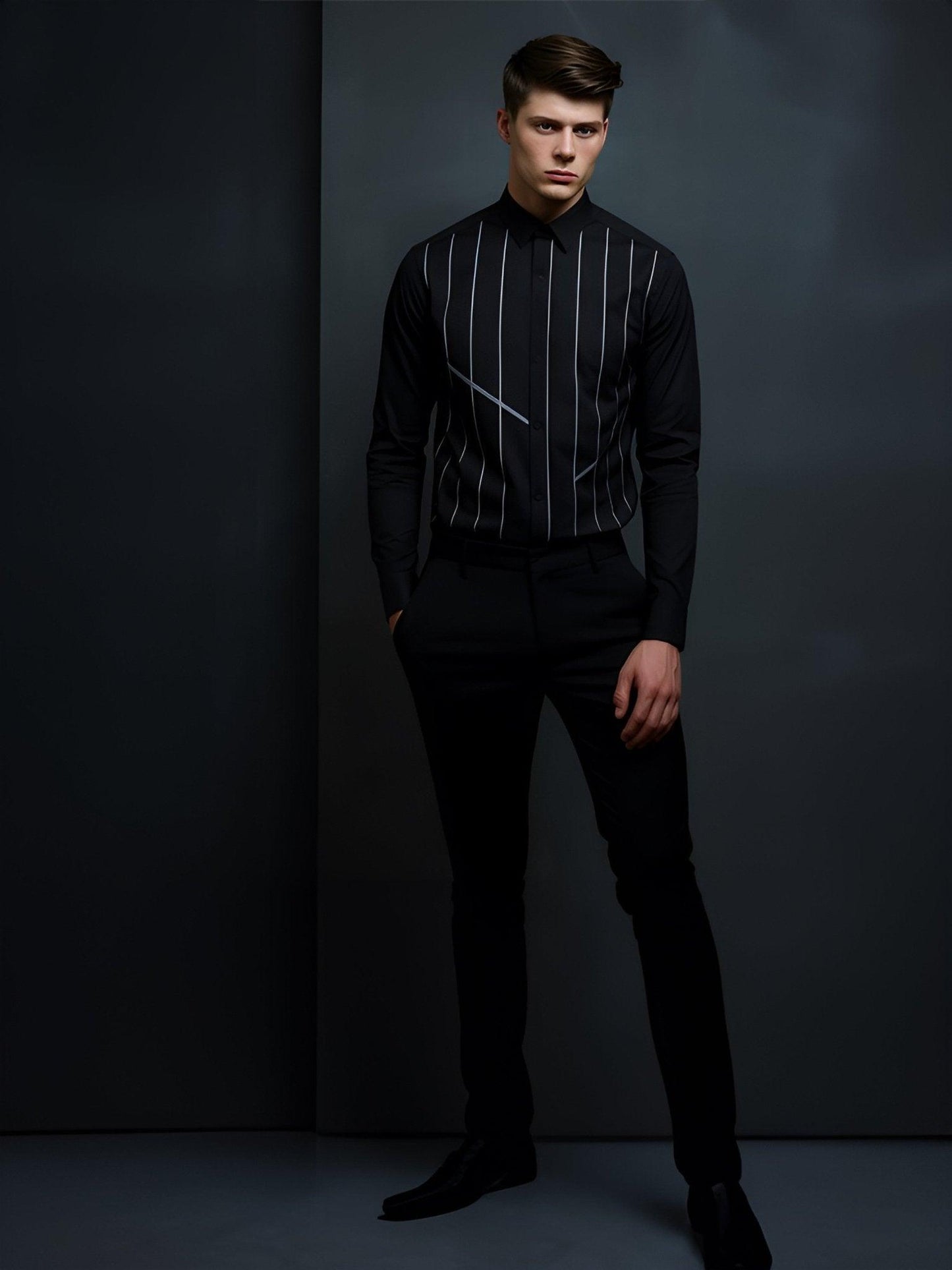 Embellished Party Wear Black Shirt