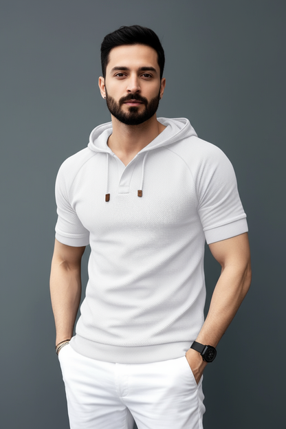 Premium White Hoodie T-shirt for Men