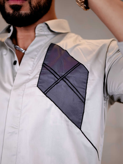 Grey Cut n Sew Premium Cotton Shirt For Men