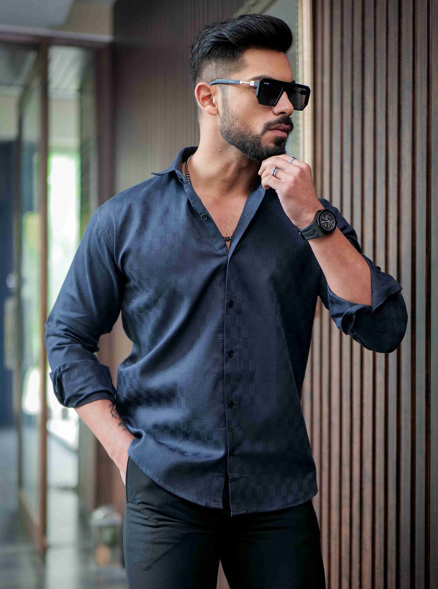 Grey Texture Premium Cotton Shirt