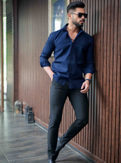 Blue Texture Premium Cotton Shirt