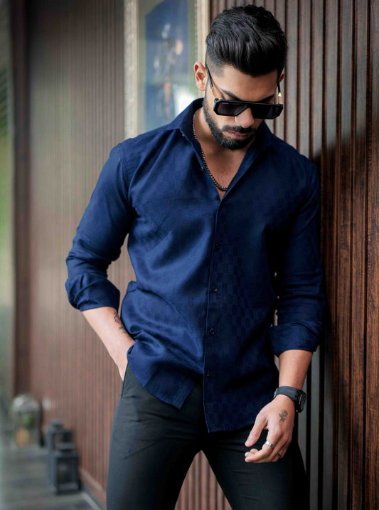 Blue Texture Premium Cotton Shirt