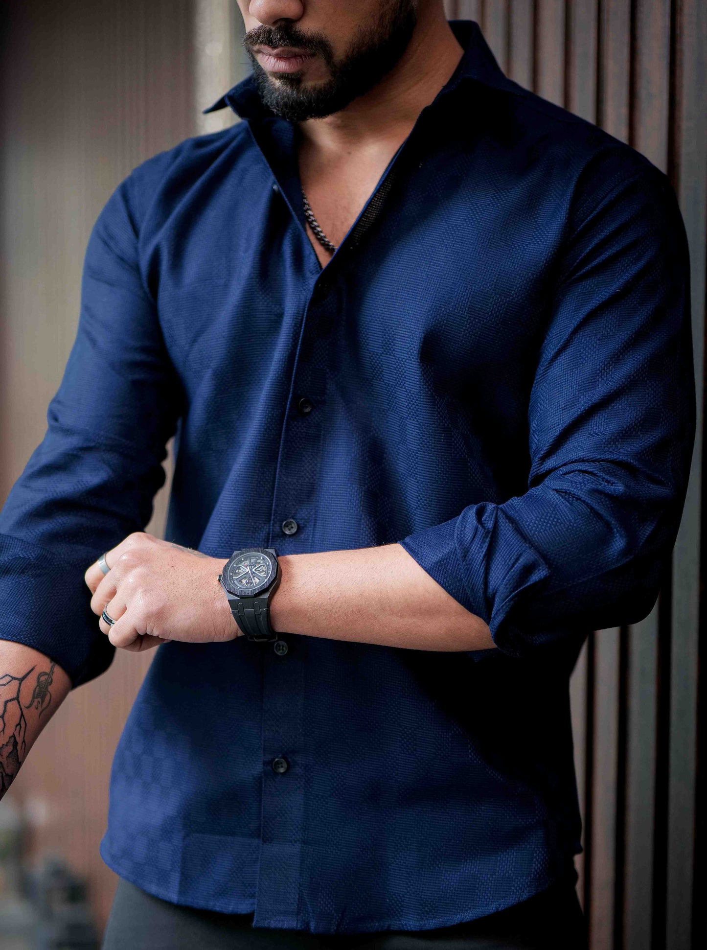 Blue Texture Premium Cotton Shirt
