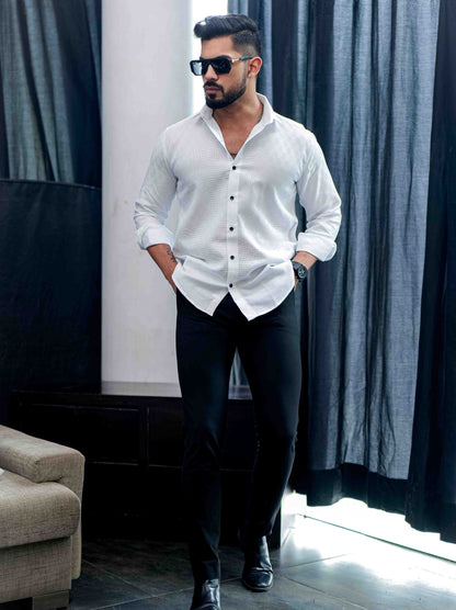 White Texture Premium Cotton Shirt